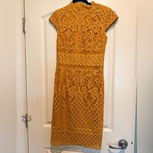 Baltic Born Mustard Lace Midi Dress
